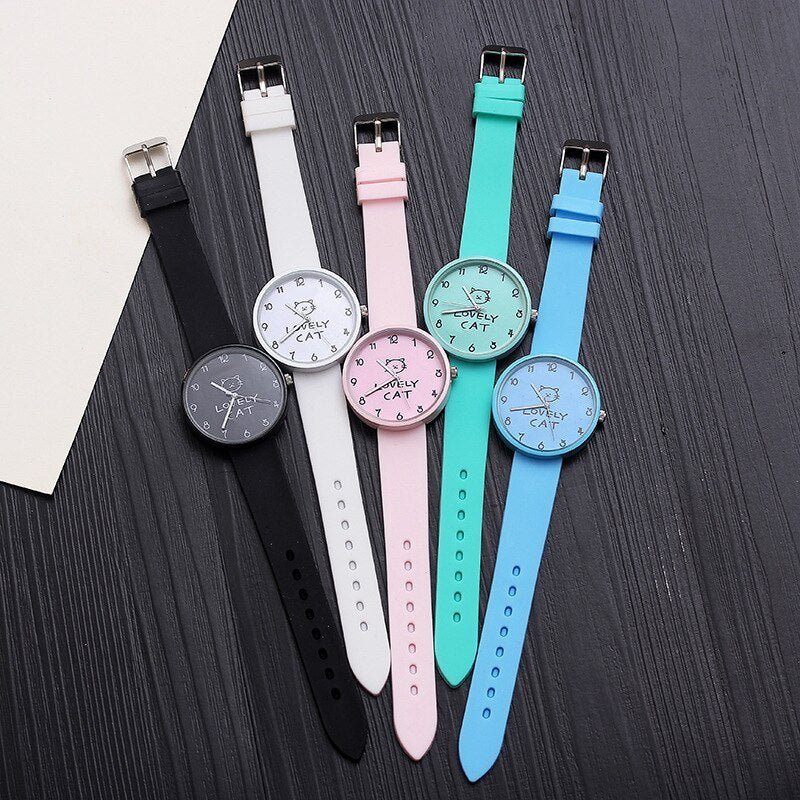 Cartoon Kids Quartz Watch Silicone Candy Color Student