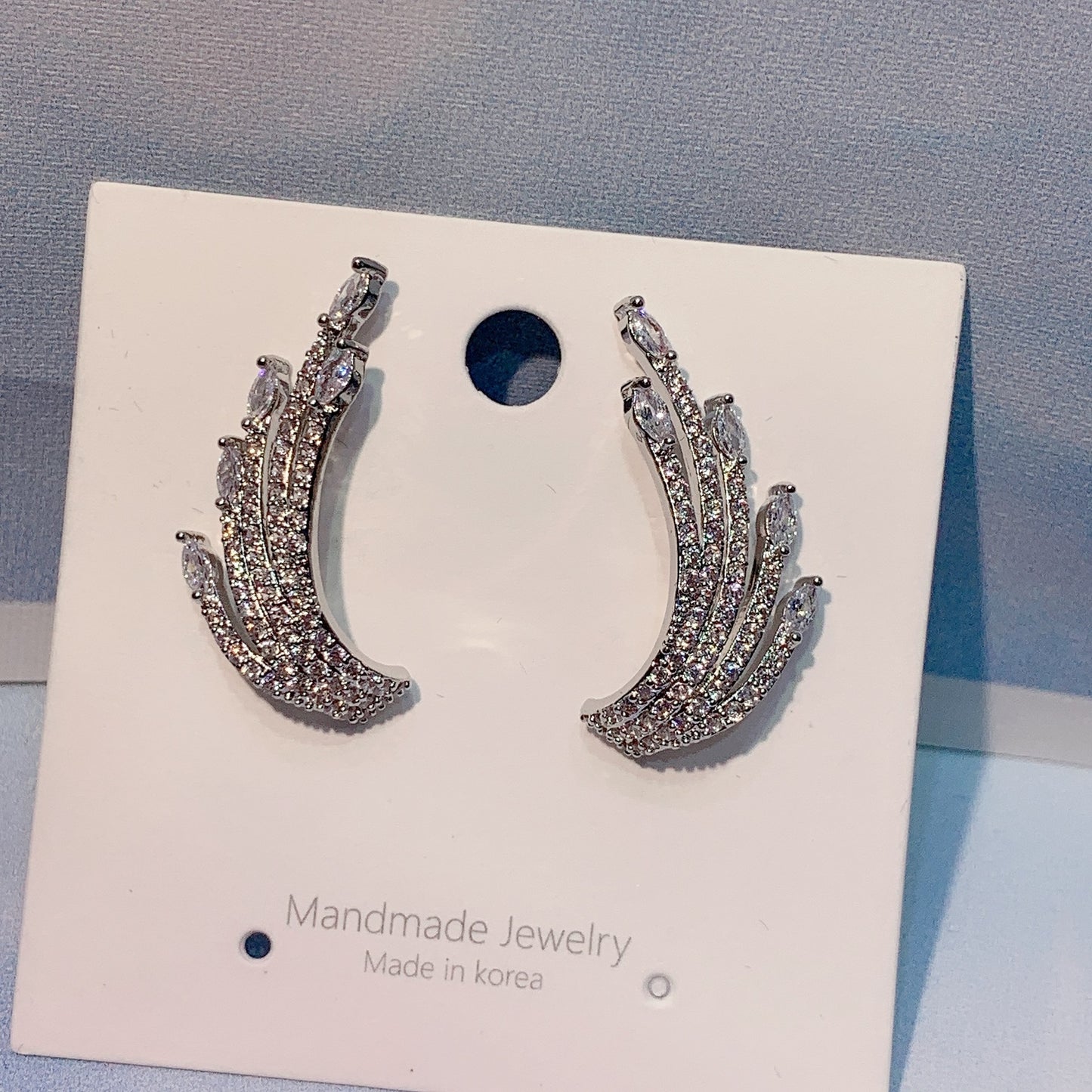 Angel Wing  Inlaid Temperament 925 Silver Stud Earrings