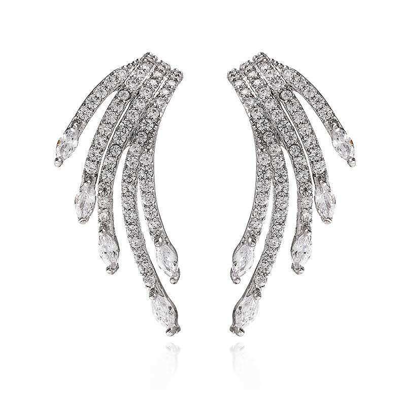 Angel Wing  Inlaid Temperament 925 Silver Stud Earrings