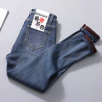 Women Velvet Jeans Stretch High Waist Winter Warm Pants