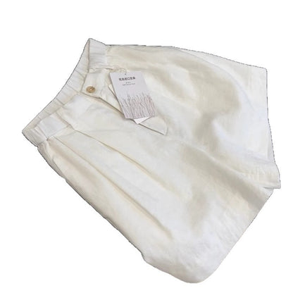 Women's Fashionable Slimming Woven Belt Linen Shorts