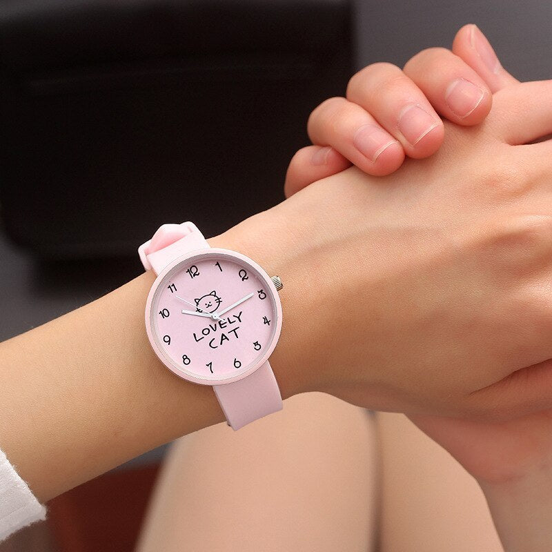 Cartoon Kids Quartz Watch Silicone Candy Color Student