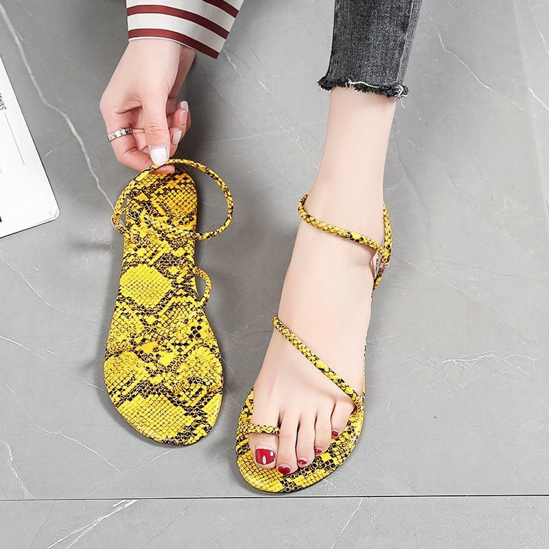 Women's Snake Sandals Mixed Color Flat Designer Slipper Women Colorful Slip On Large Size Flip Flop