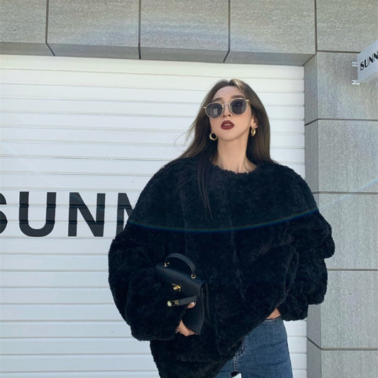 Loose And Slim Pullover Furry Long-sleeved Coat