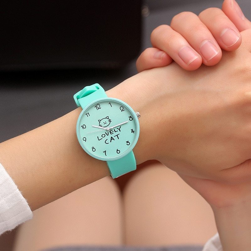 Cartoon Kids Quartz Watch Silicone Candy Color Student