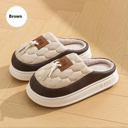 New Colorblock Plush Slippers Winter Warm Fleece