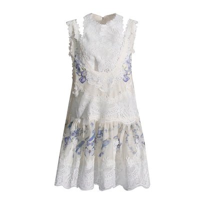 Women's Short Printed Dress – Sleeveless Summer Casual Dress