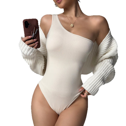 One-piece One-shoulder Fitness Seamless Yoga Bodysuit