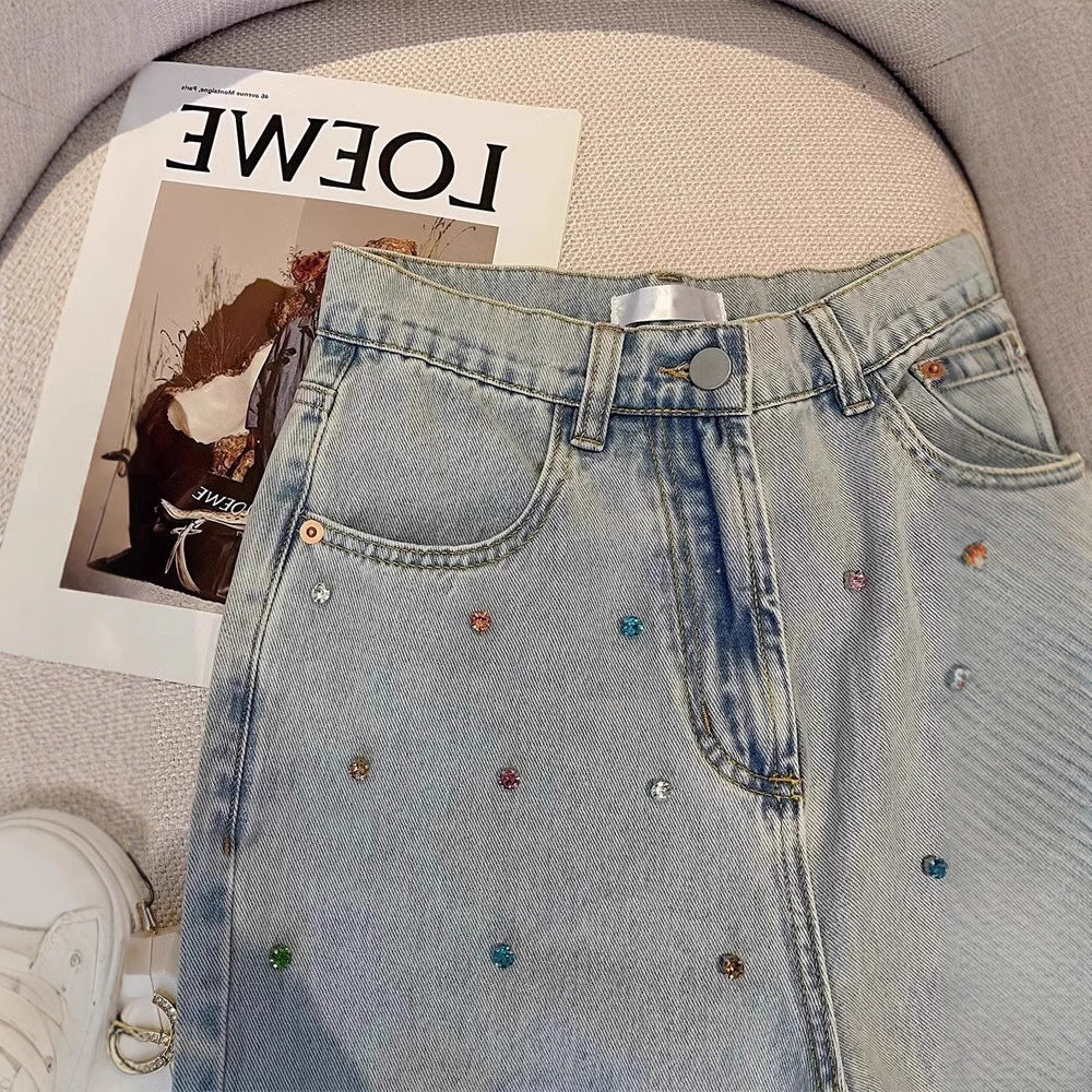 American Retro High-end Fashionable Chic Loose Light Color Mop Trousers