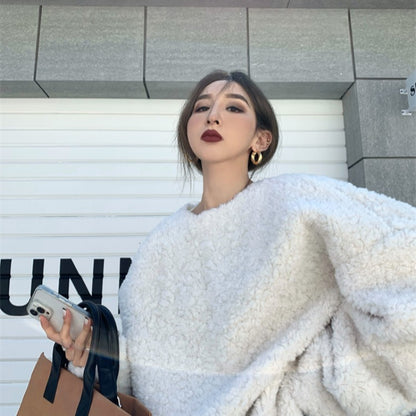 Loose And Slim Pullover Furry Long-sleeved Coat