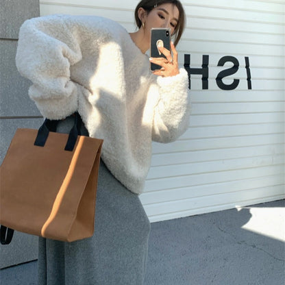 Loose And Slim Pullover Furry Long-sleeved Coat