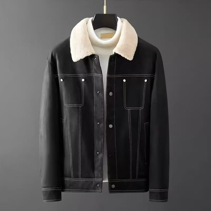 Suede Fabric Jacket Men's Short Autumn And Winter