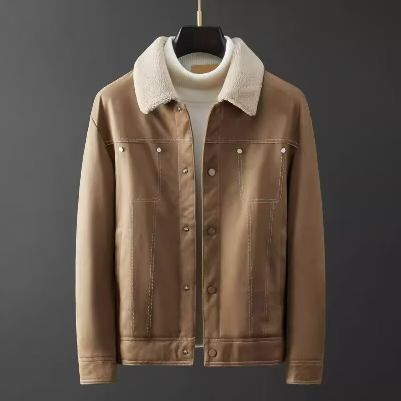 Suede Fabric Jacket Men's Short Autumn And Winter