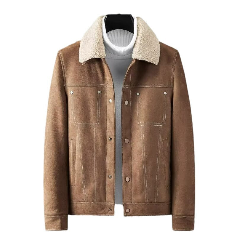 Suede Fabric Jacket Men's Short Autumn And Winter