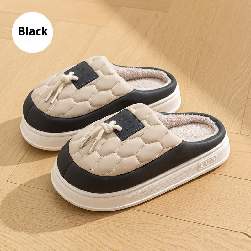 New Colorblock Plush Slippers Winter Warm Fleece