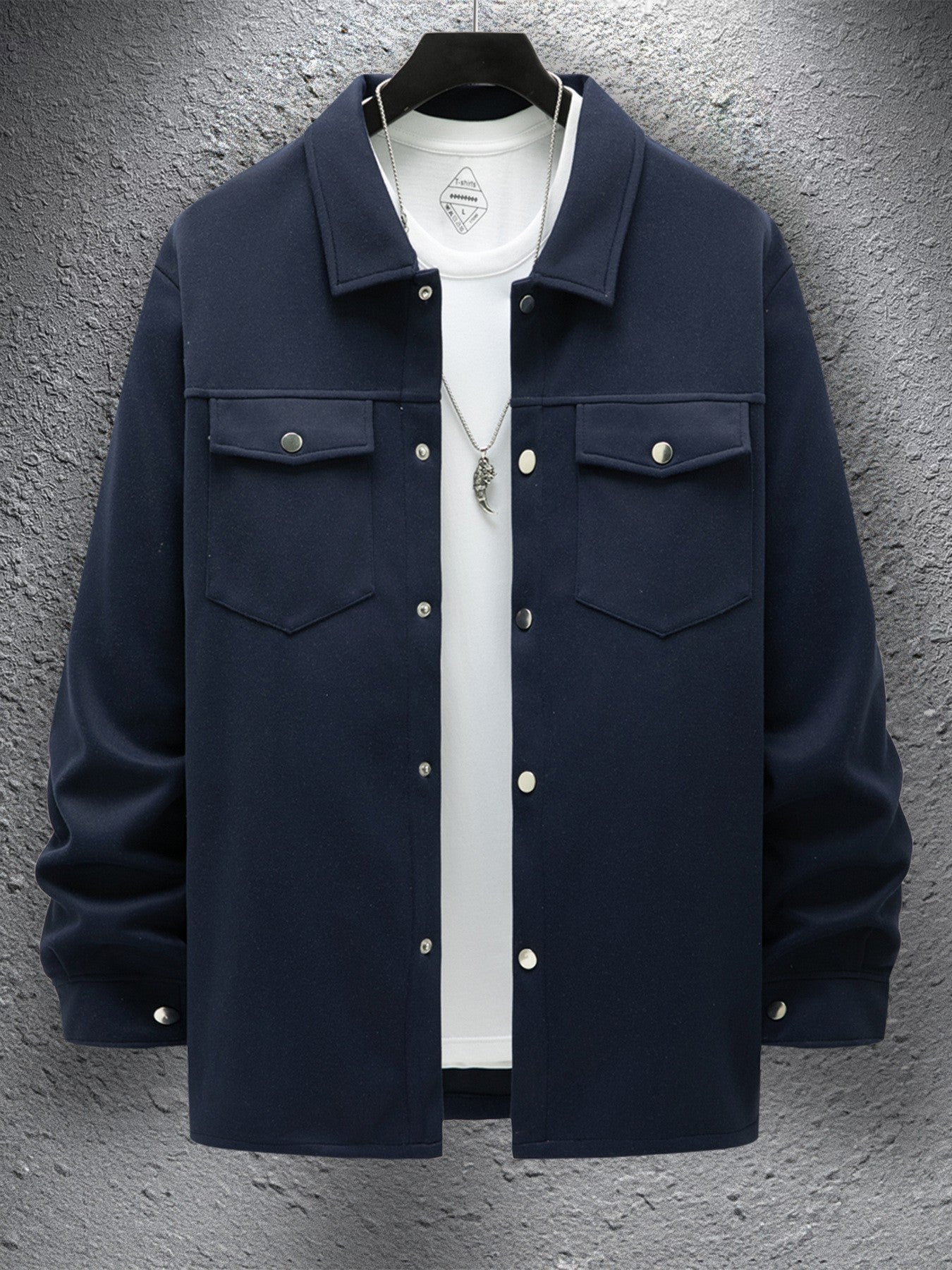 Men's Casual Spring And Autumn Solid Color Jacket Coat