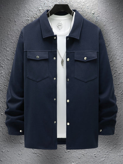 Men's Casual Spring And Autumn Solid Color Jacket Coat