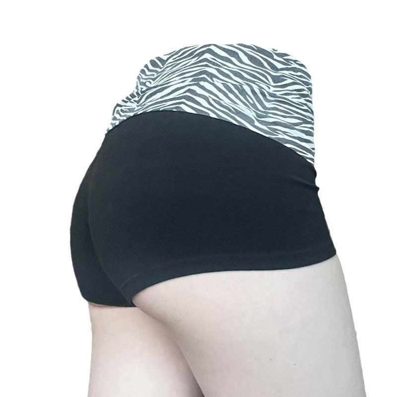 Printed Stitching High Waist Basic Style Casual Super Short Shorts