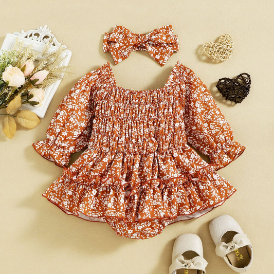 Infant Autumn Floral Chiffon Butterfly Cute Pastoral Style