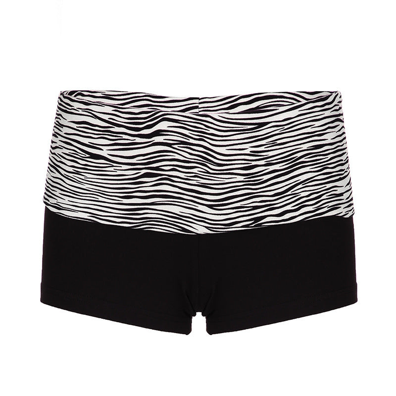 Printed Stitching High Waist Basic Style Casual Super Short Shorts