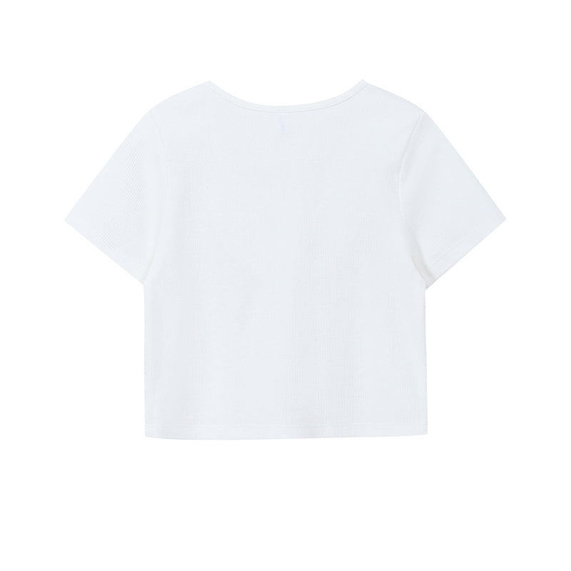 Women's Gray Slim Fit T-Shirt – Short Sleeve Casual Summer Top