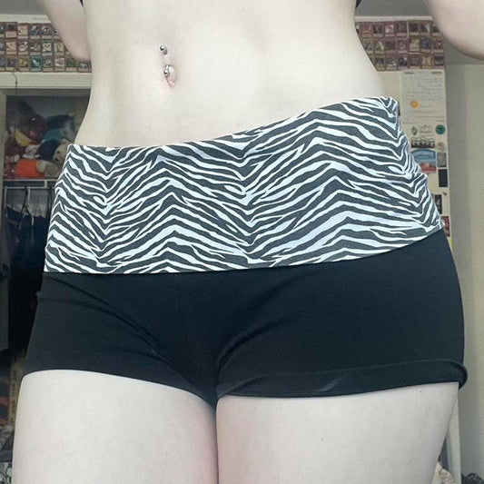 Printed Stitching High Waist Basic Style Casual Super Short Shorts