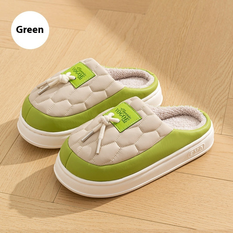 New Colorblock Plush Slippers Winter Warm Fleece